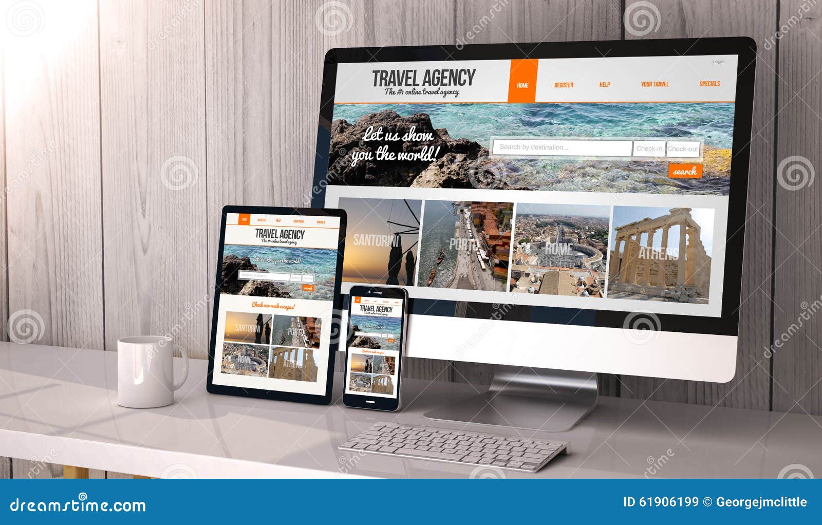 Download Devices Responsive On Workspace Travel Agency Online Stock Image - Image of voyage, digital ...