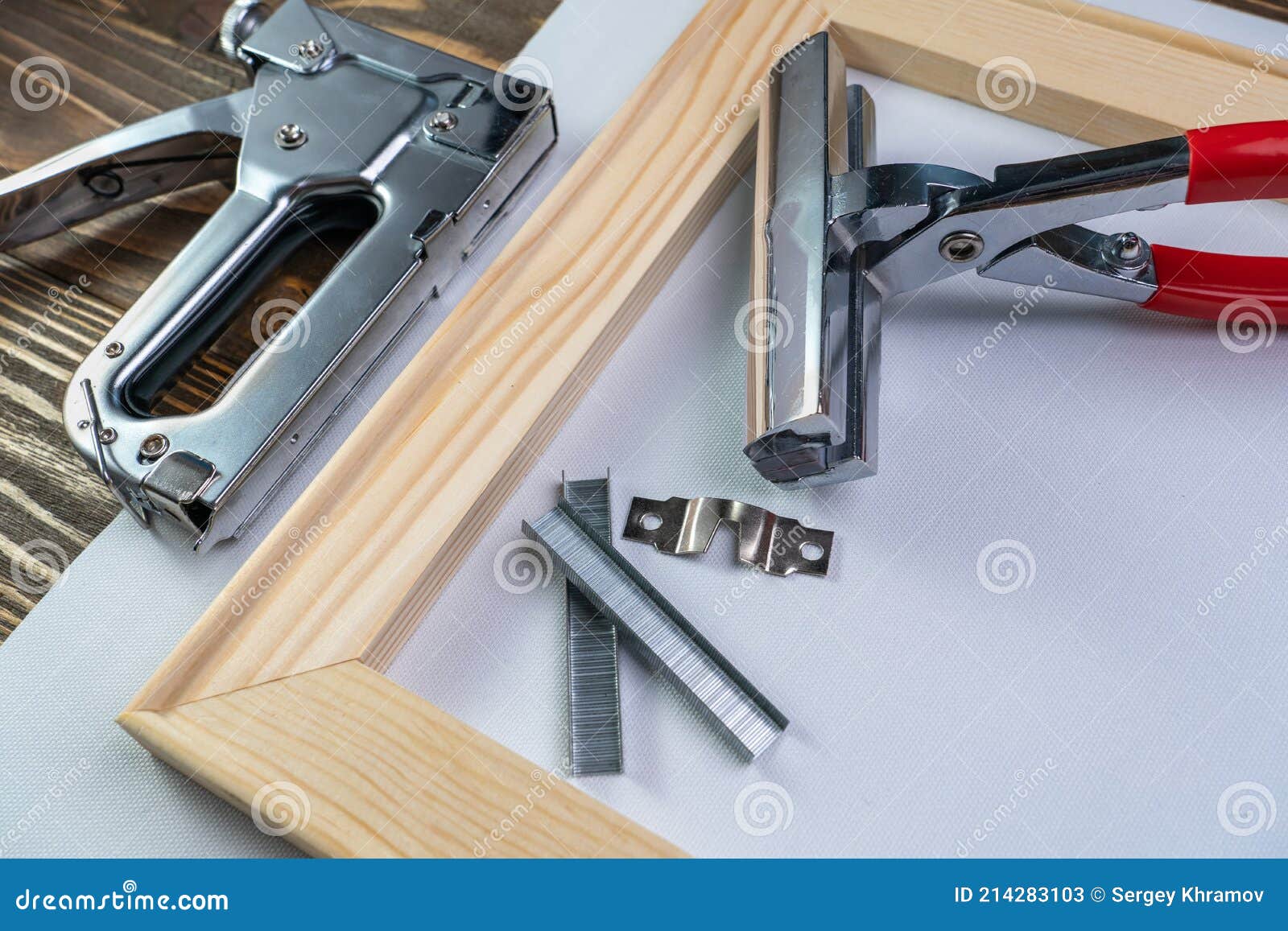 Devices for Stretching Canvas on a Wooden Frame Stock Image Image of staple, rustic 214283103