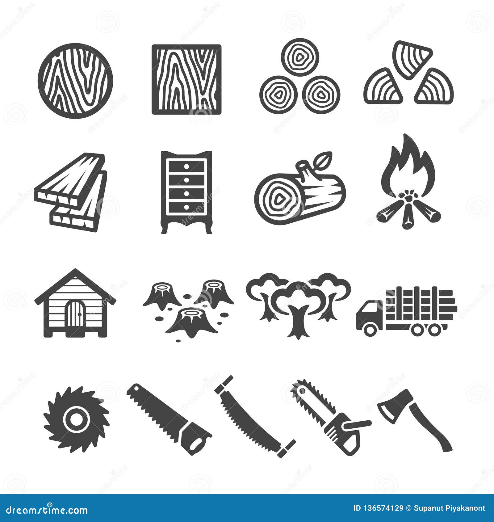Wood icon set stock vector. Illustration of setvector 136574129