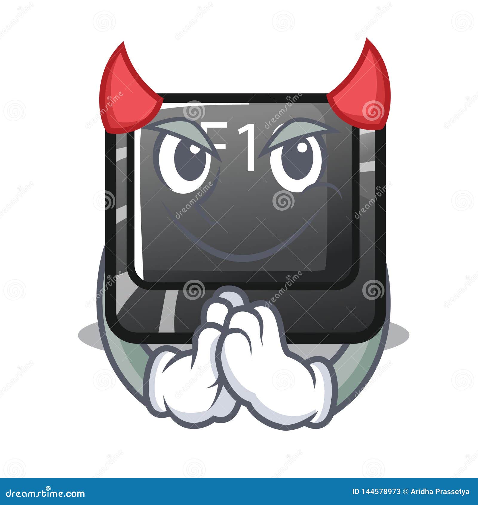 devil button f10  with the cartoon