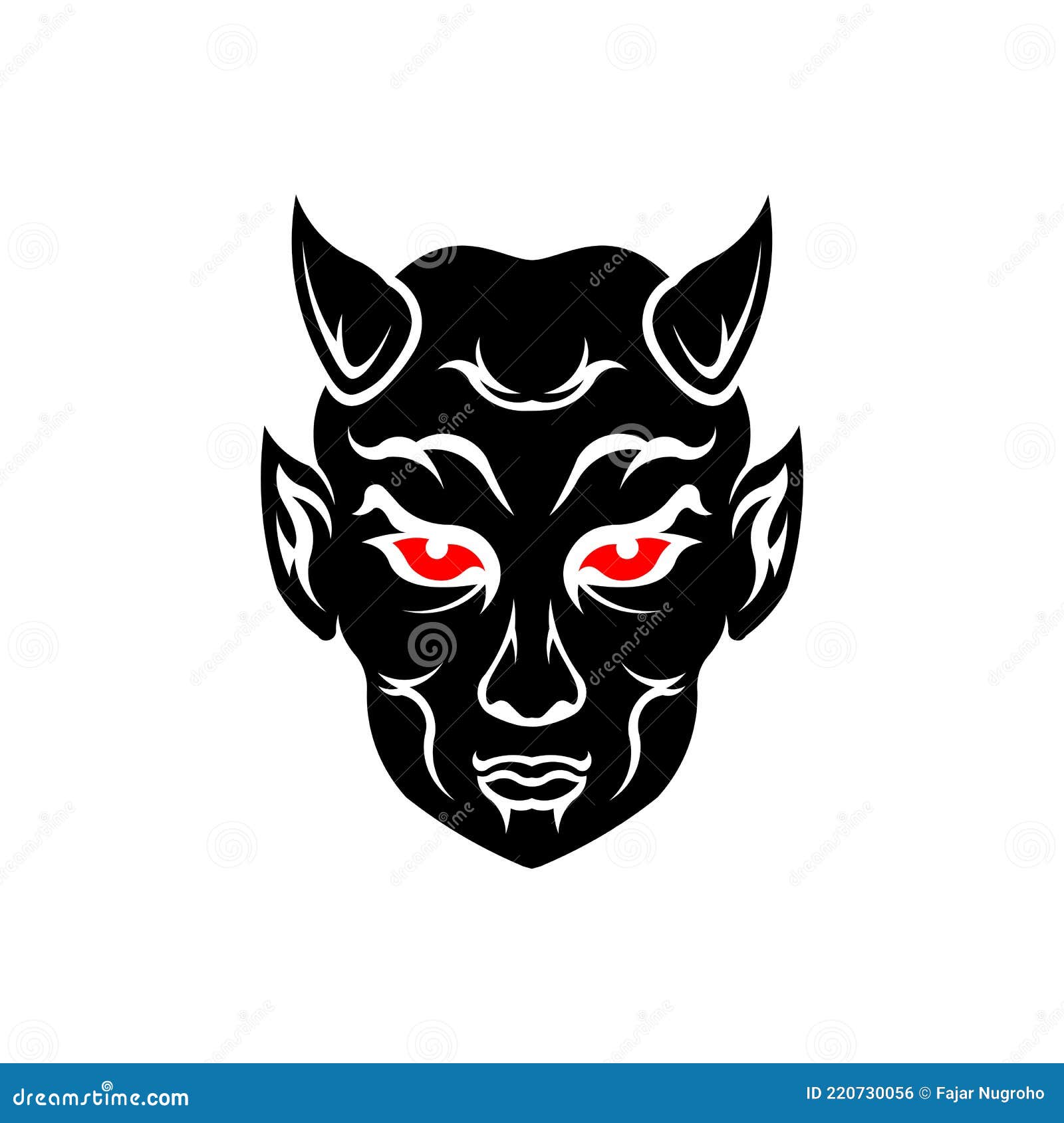 Devil Head or Lucifer Demon Face with Horns Stock Vector Illustration