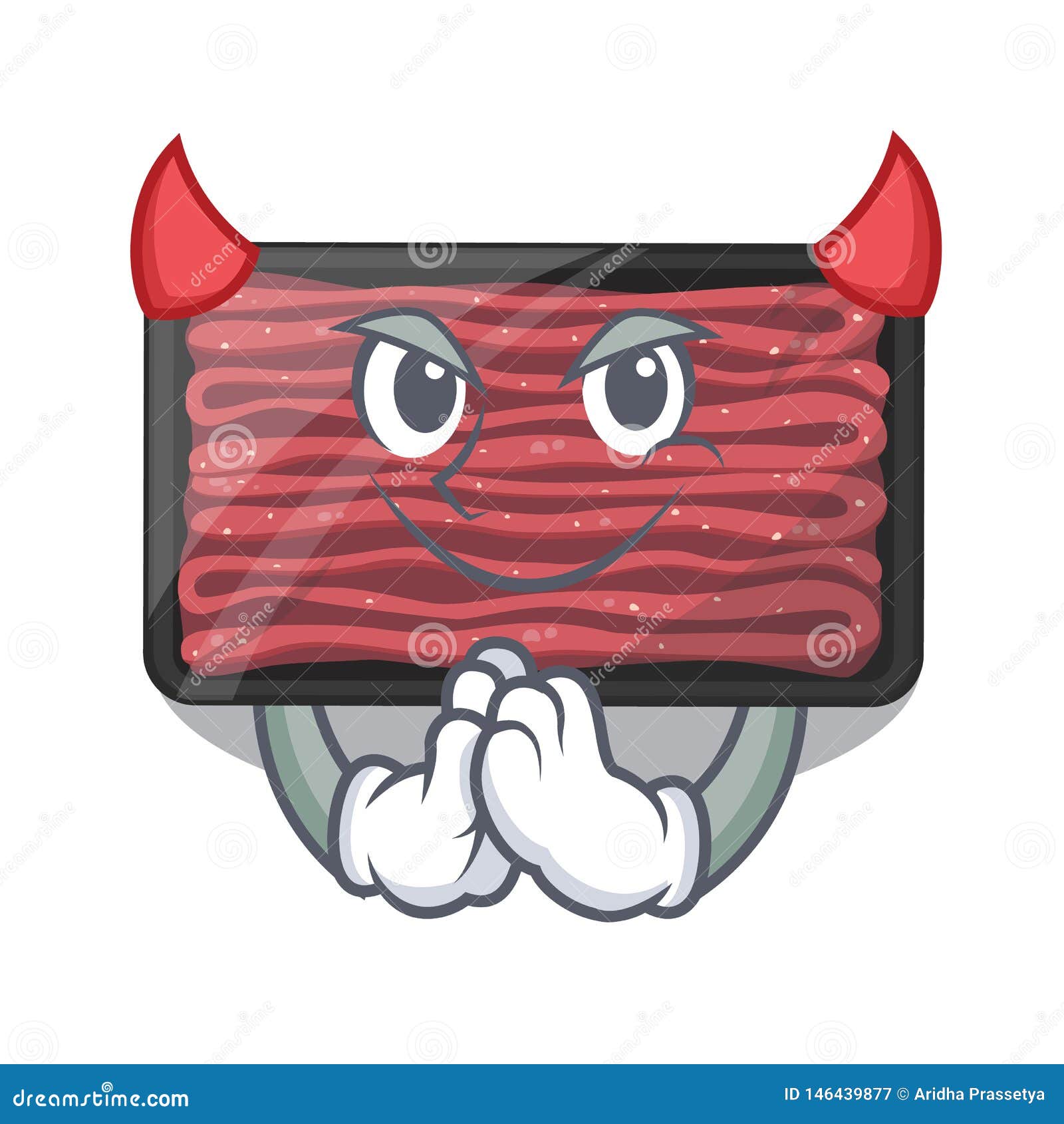 Devil Minced Meat in the Cartoon Fridge Stock Vector Illustration of