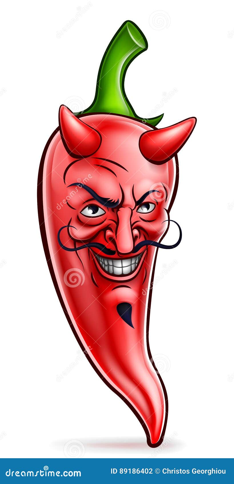Devil Red Hot Chilli Pepper Cartoon Character Stock Vector