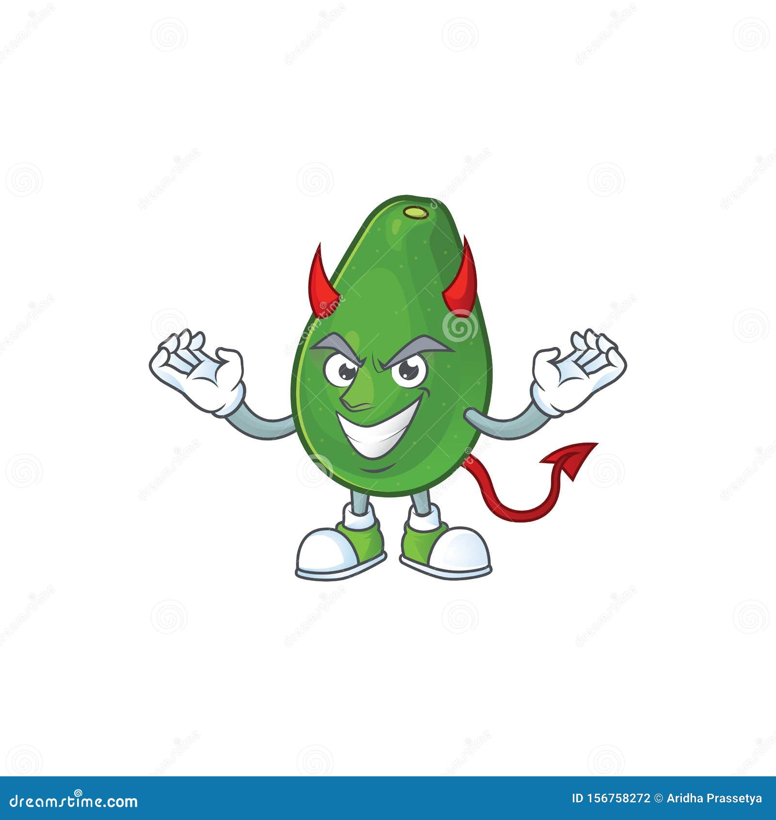 Devil Ripe Avocado Fruit on Cartoon Character Stock Vector ...