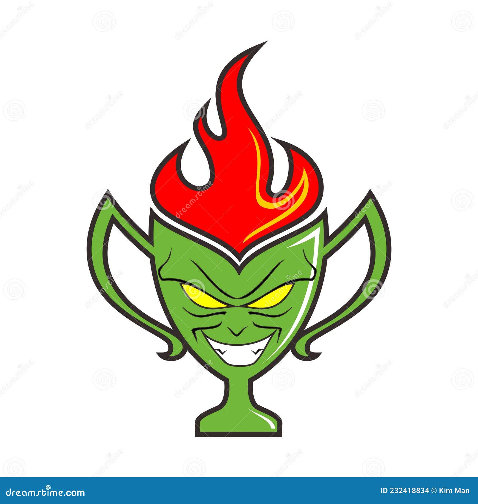Devil`s Cup with Red Fire Hair on White Background Stock Vector -  Illustration of hair, drawing: 232418834