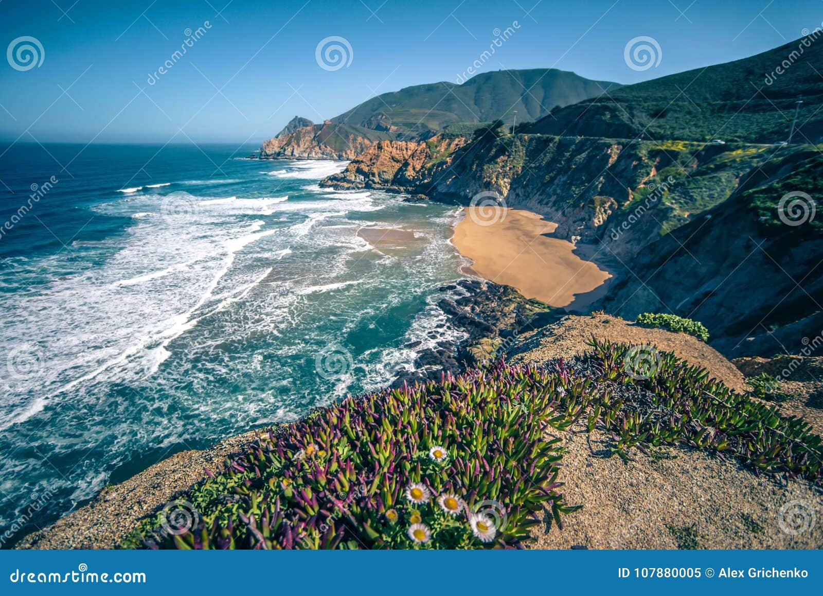 devil`s slide sheer cliffs and pacific coast in san mateo county