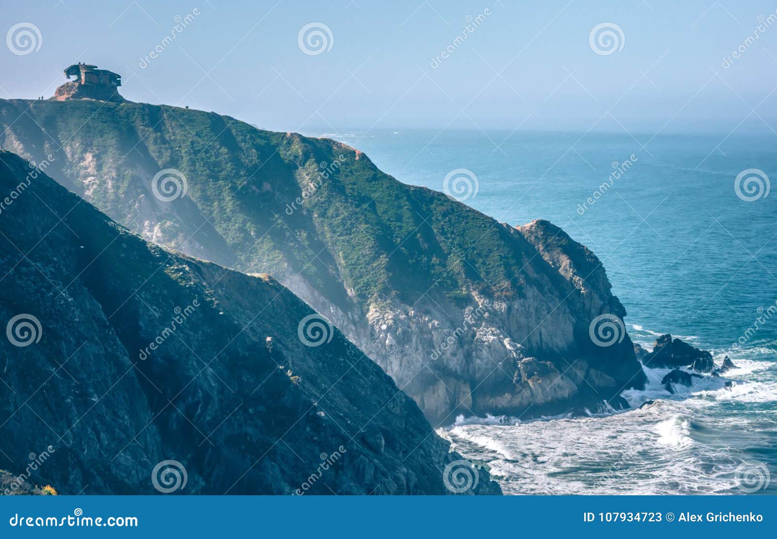 devil`s slide sheer cliffs and pacific coast in san mateo county