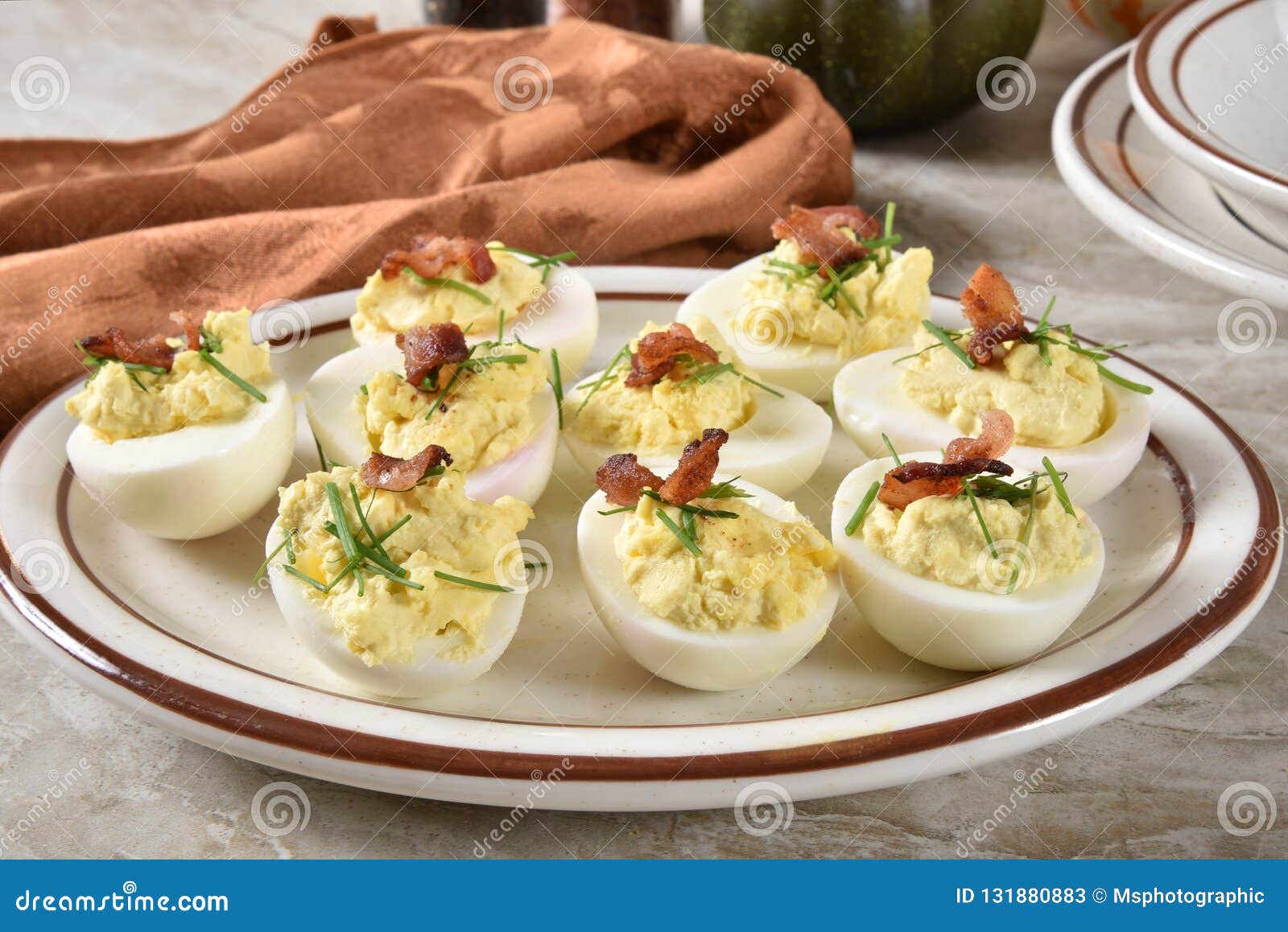 Deviled Egg with Bacon Bits Stock Image Image of chopped, appetizer
