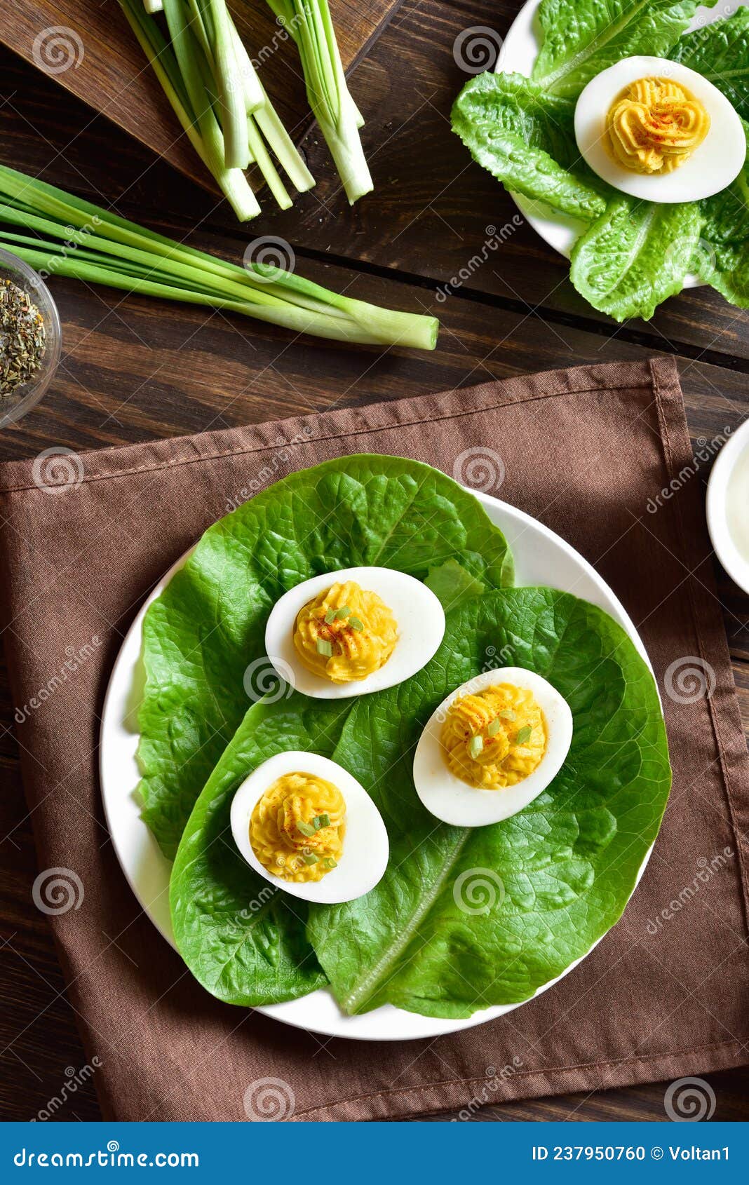 Deviled Eggs with Paprika, Mustard and Mayonnaise Stock Photo Image