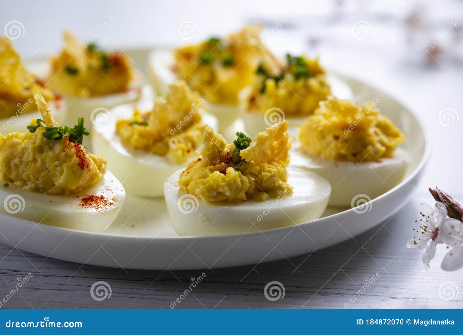 Devilled eggs canapes stock photo. Image of deviled 184872070