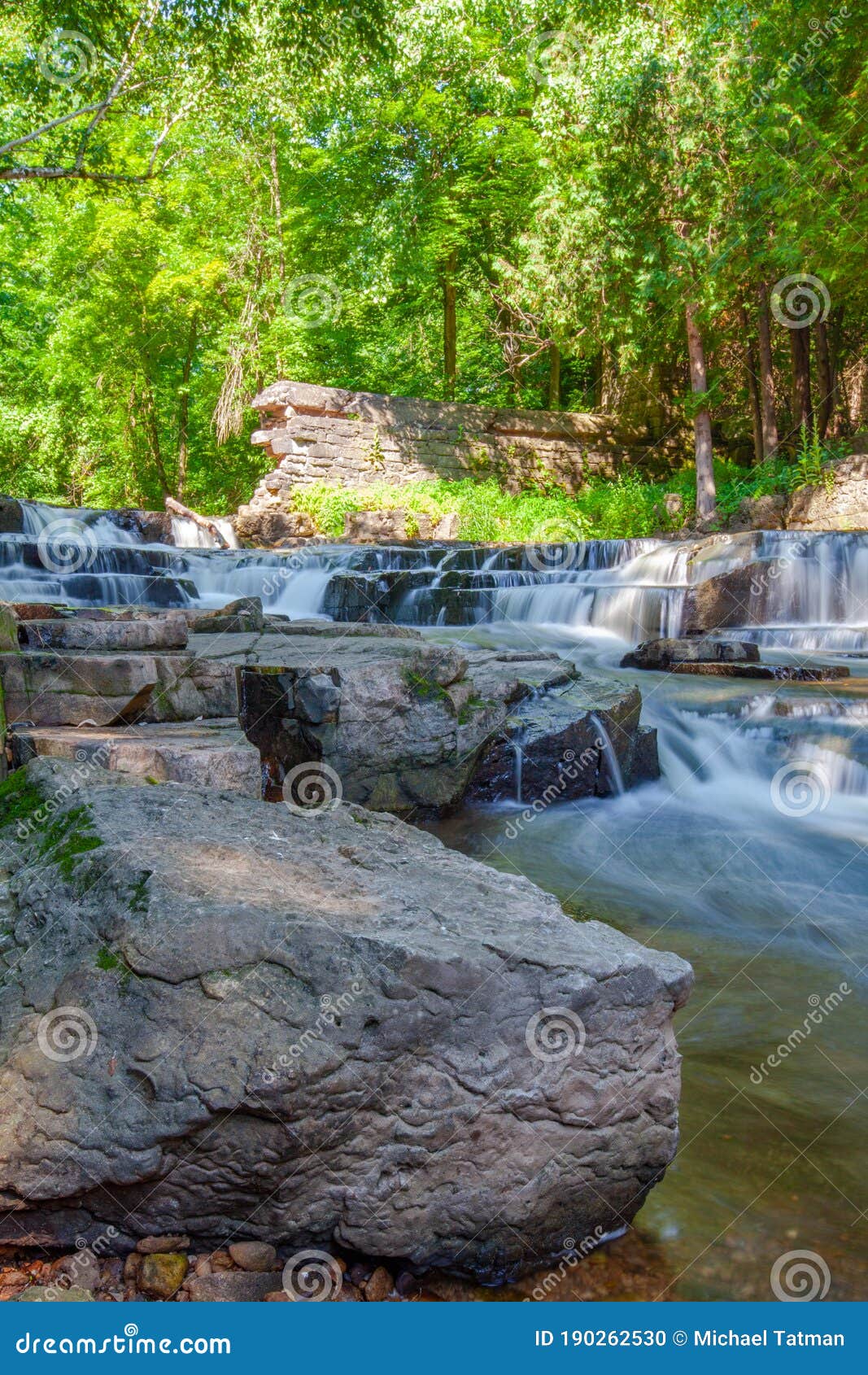 Devils River Falls in Maribel, Wisconsin during the Summertime Stock