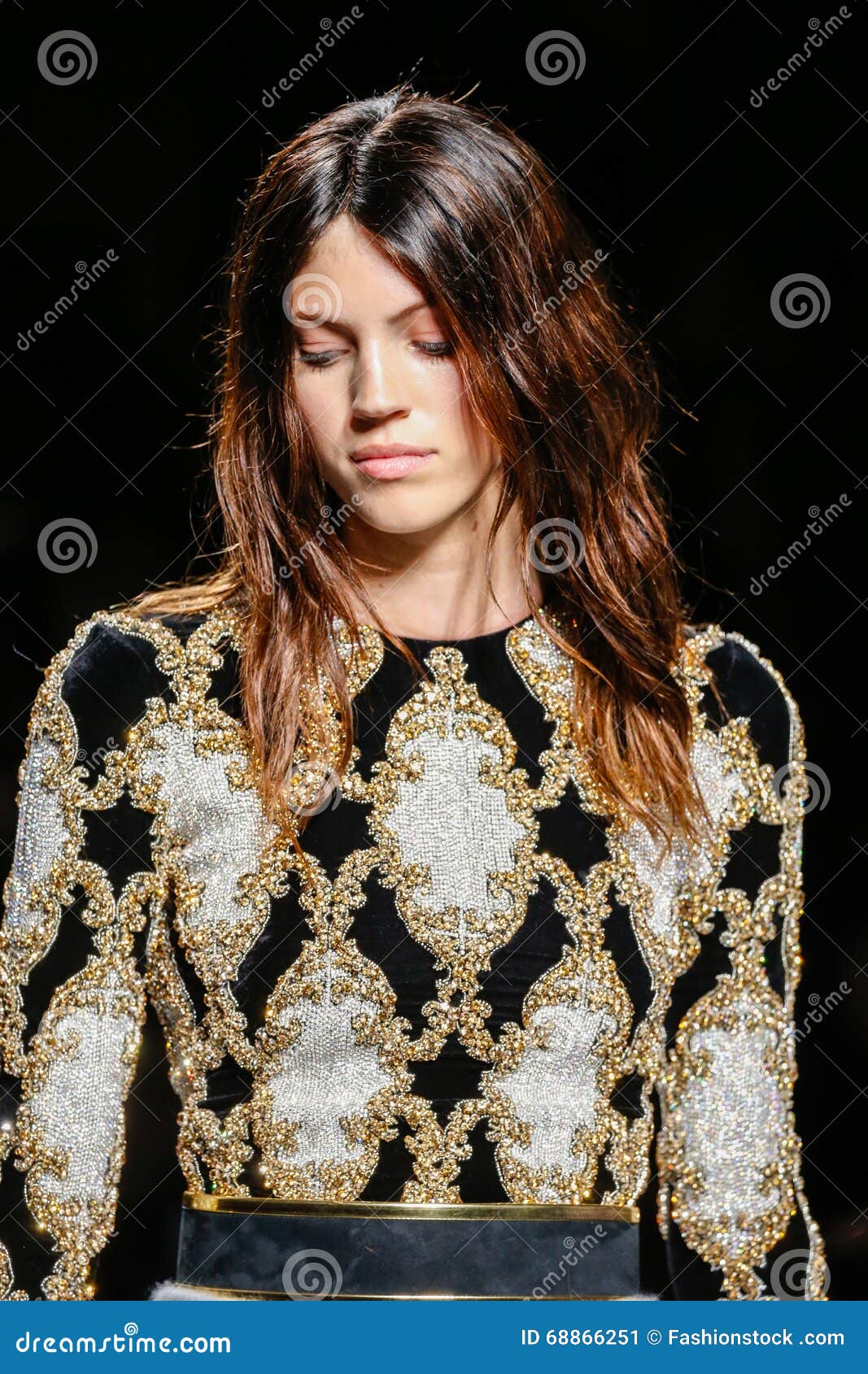 Devon Windsor Walks the Runway during the Balmain Show Editorial Photo