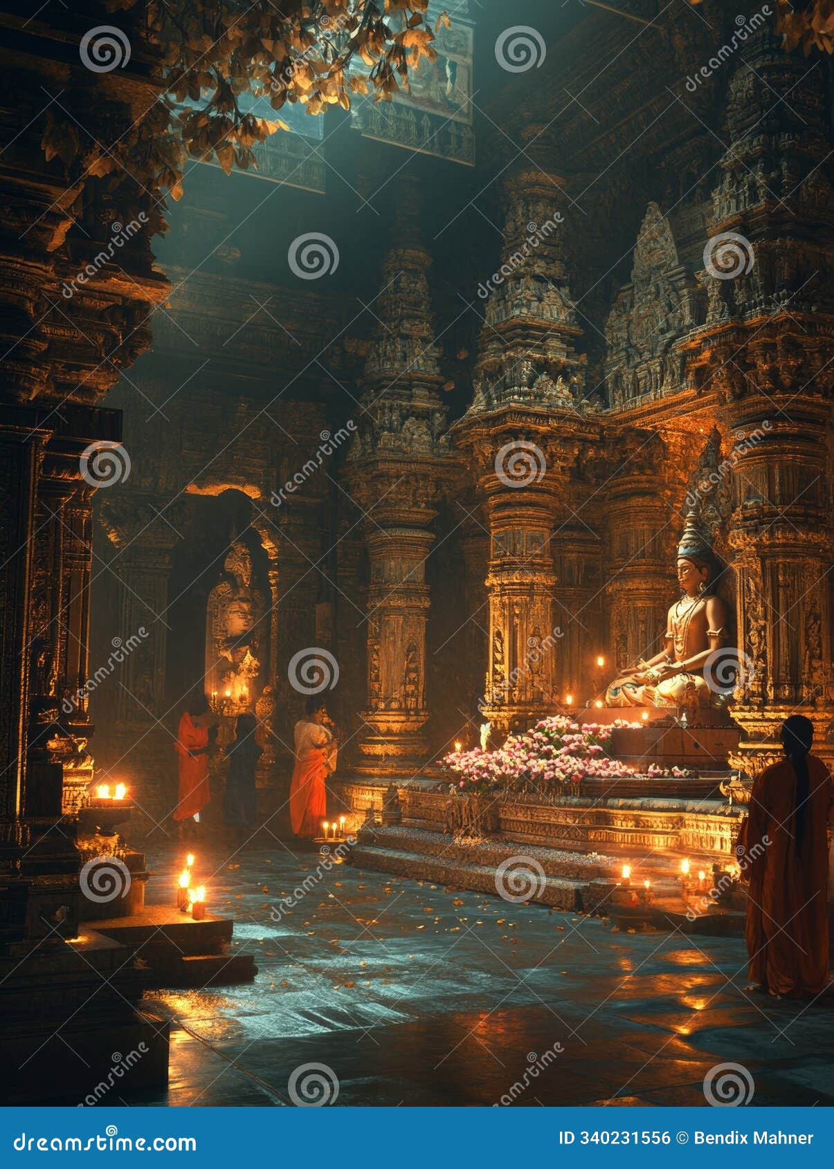 devotion and serenity: evening rituals attranquil hindu templecandlelight