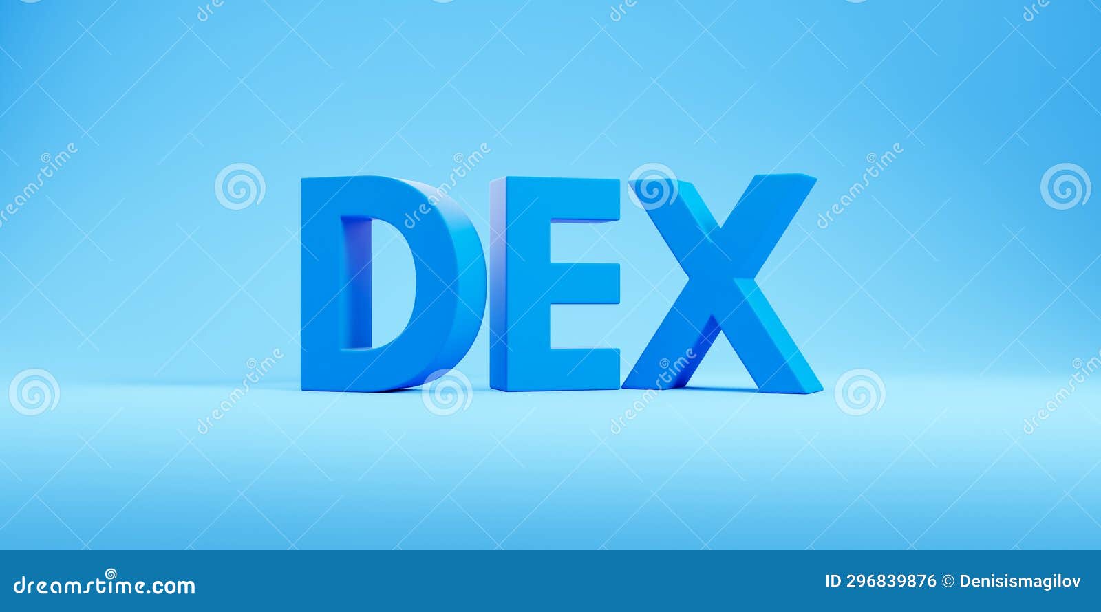 dex letters on blue background, cryptocurrency and blockchain concept