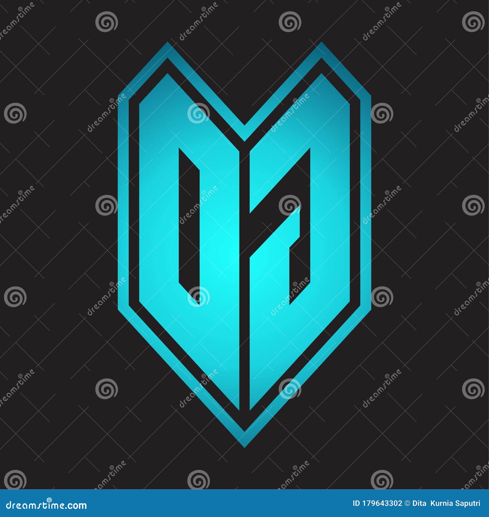 DG Logo Monogram with Emblem Line Style Isolated on Blue Gradient ...