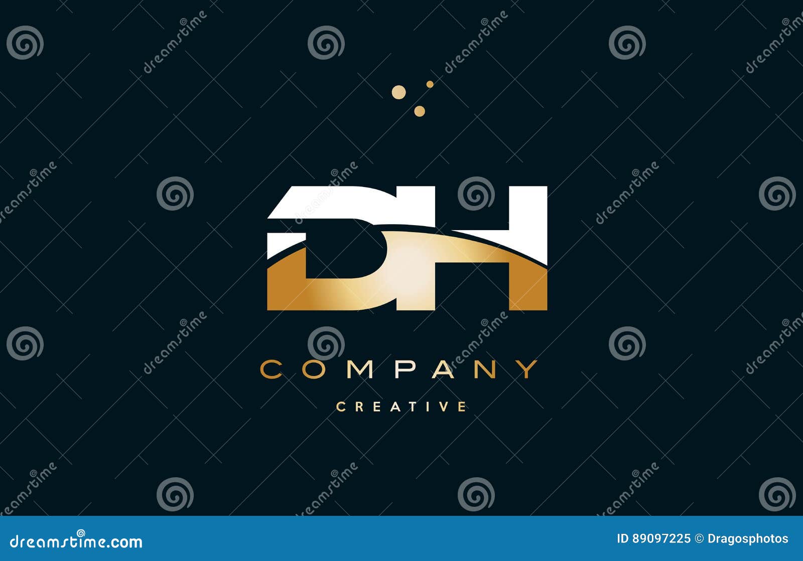 Dh D H White Yellow Gold Golden Luxury Alphabet Letter Logo Ico Stock