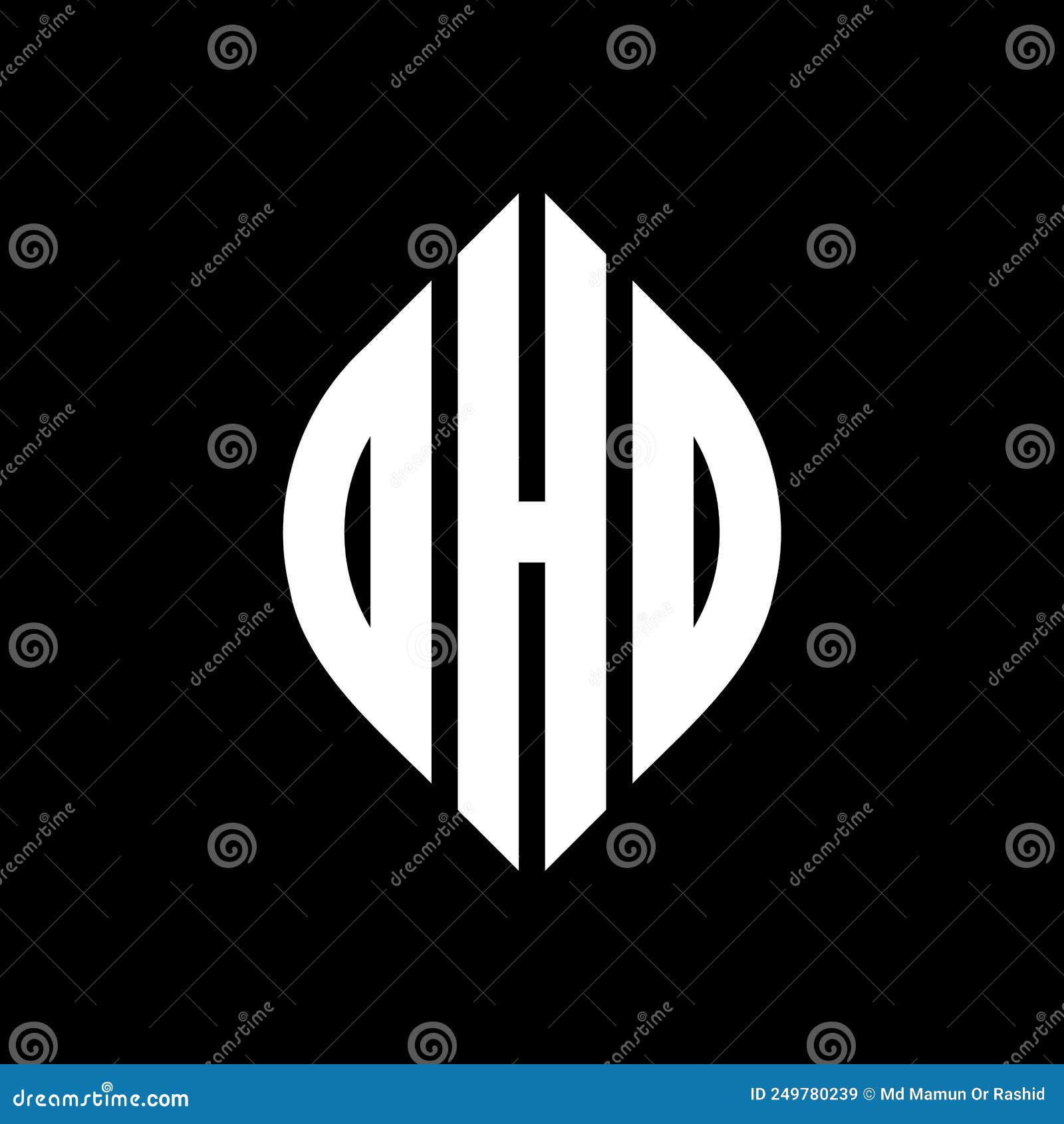 dho circle letter logo  with circle and ellipse . dho ellipse letters with typographic style. the three initials form a