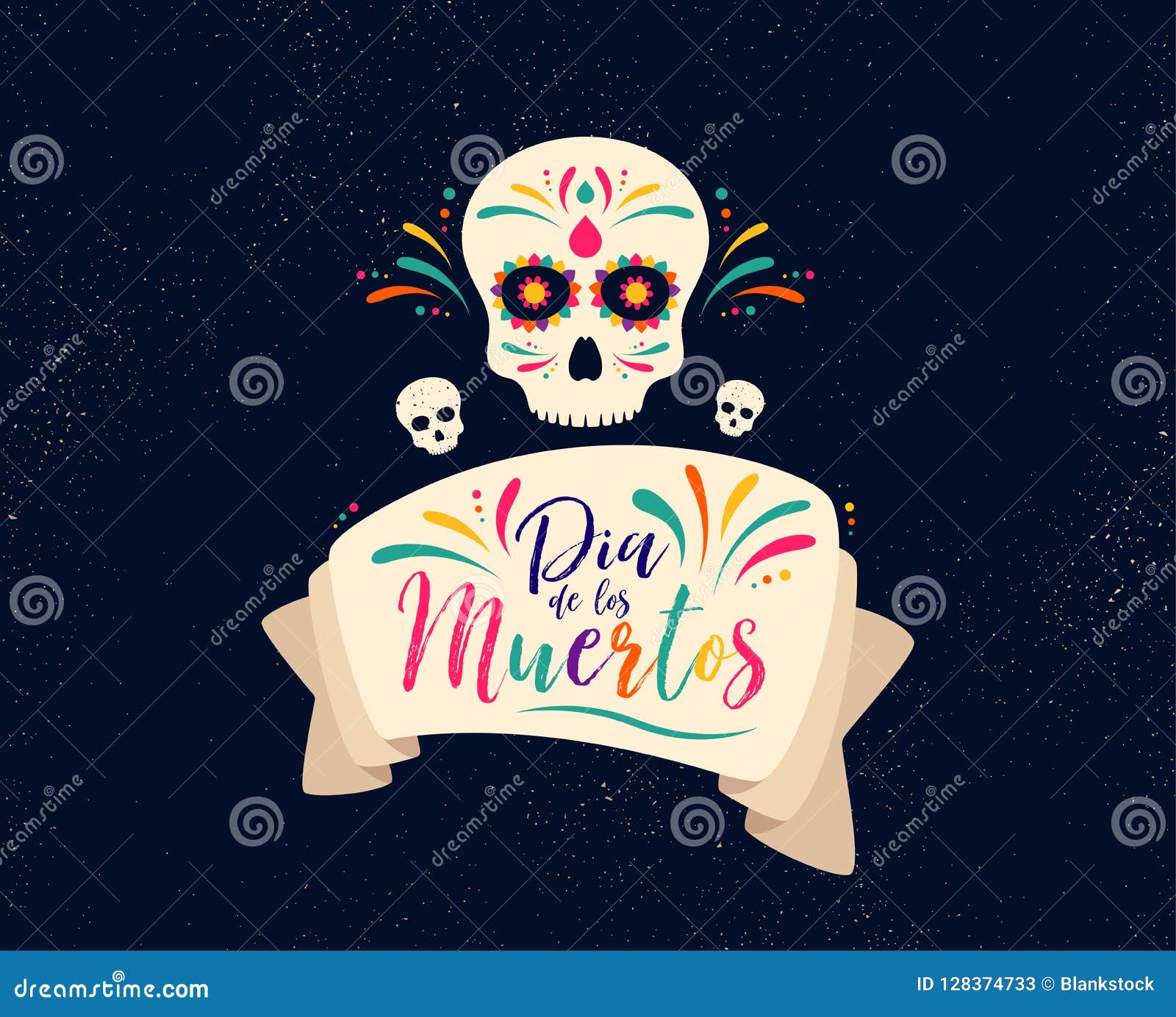 Dia De Muertos or Day of the Dead. Skull Banner for Mexican Celebration.  Vector Stock Vector - Illustration of floral, festival: 128374733