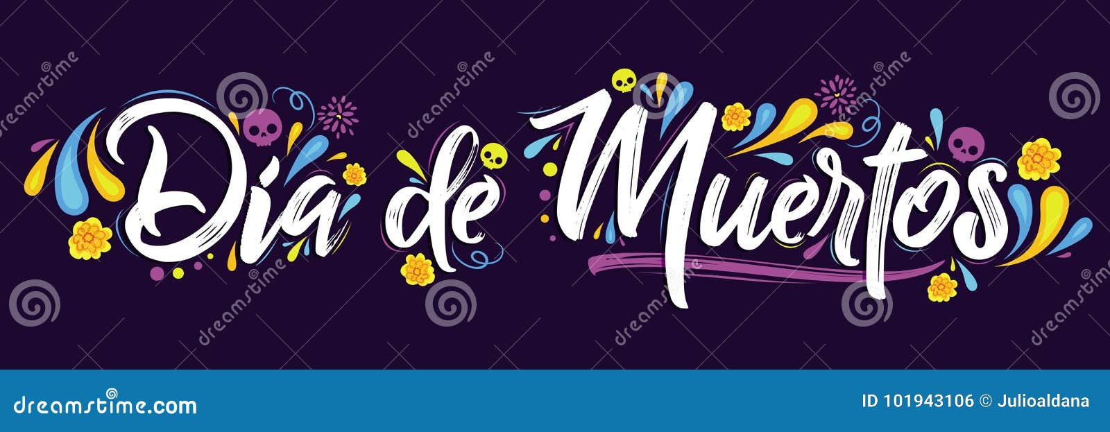 dia de muertos, day of the dead spanish text lettering