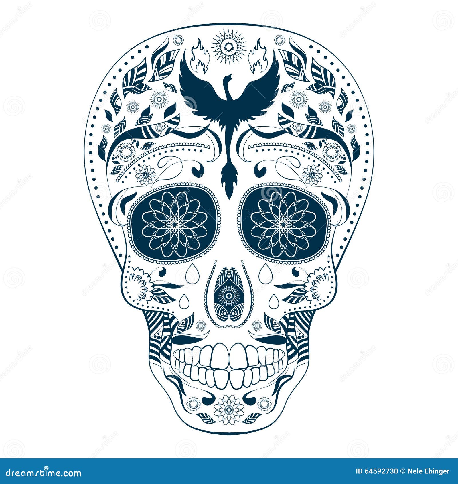 reforma Oportuno lapso Dia De Muertos Tattoo Skull Ornate Day of the Dead Stock Vector -  Illustration of christian, calaveras: 64592730