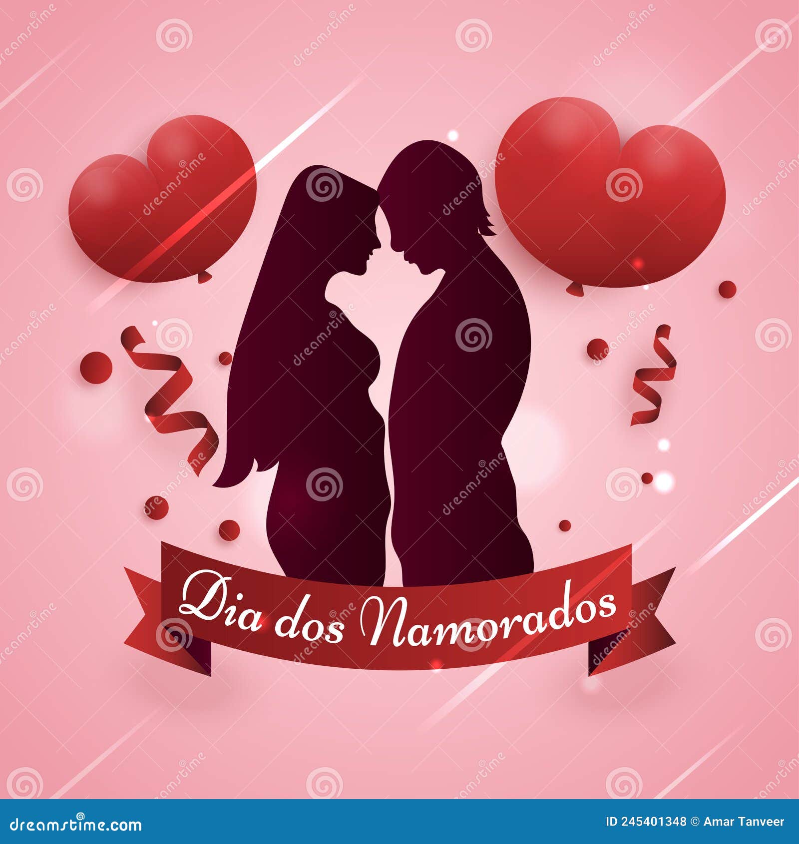 Dia Dos Namorados Valentines Amores Día De La Encantadora Tarjeta De Diseño  De La Silueta De La Pareja 3d De Corazón Ilustración del Vector -  Ilustración de concepto, papel: 245401348