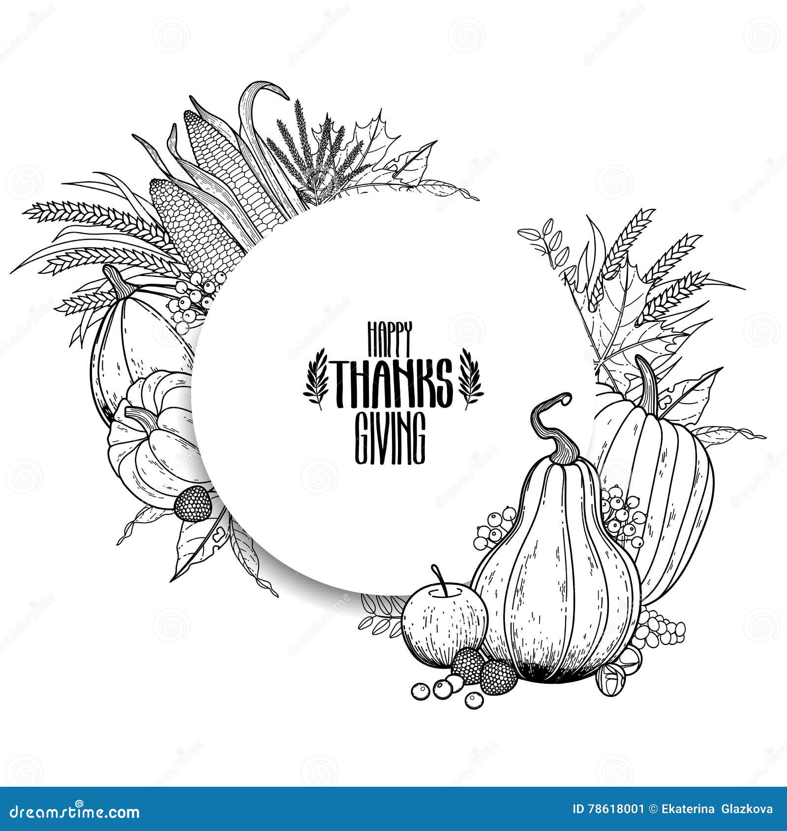 Dia Gráfico Da Ação De Graças Ilustração do Vetor - Ilustração de  ingrediente, feriado: 78618001, image size:1600x1690