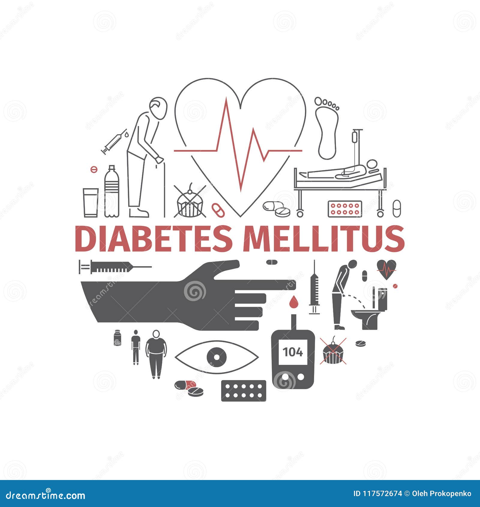 Diabetes Mellitus Banner. Symptoms and Symbols. Stock Vector - Illustration  of capsule, treatment: 117572674