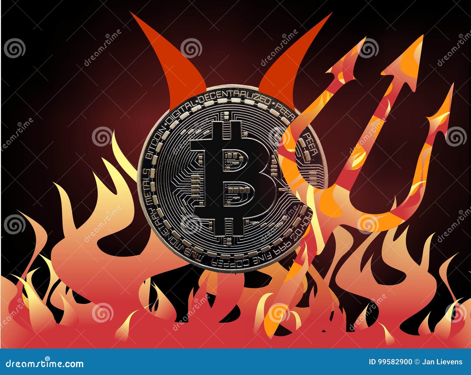 Diabo de Bitcoin ilustração stock. Ilustração de arte - 99582900