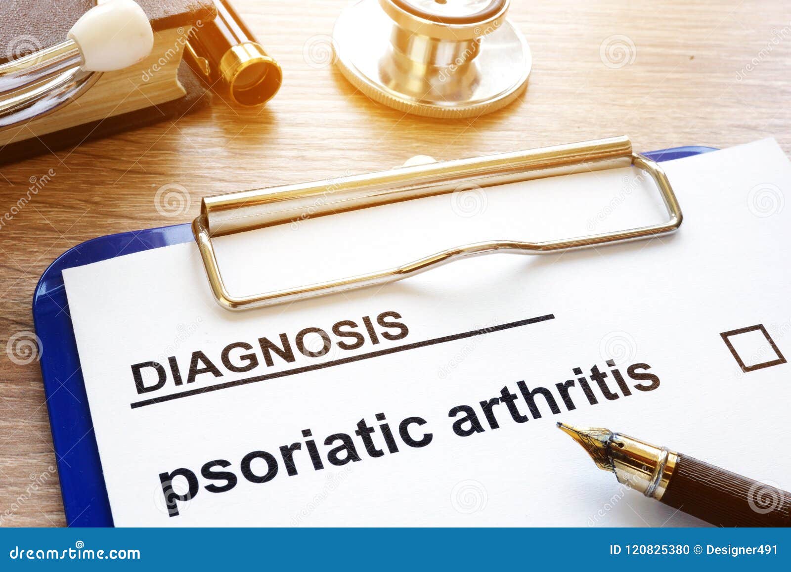 diagnosis psoriatic arthritis and clipboard.