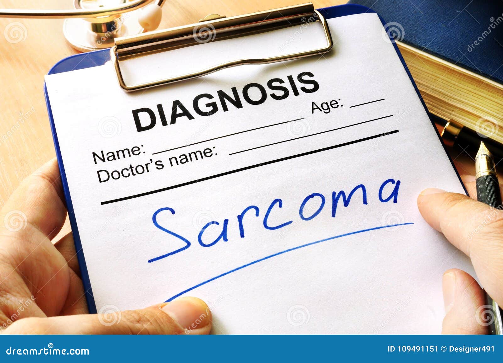 diagnosis sarcoma in medical form.