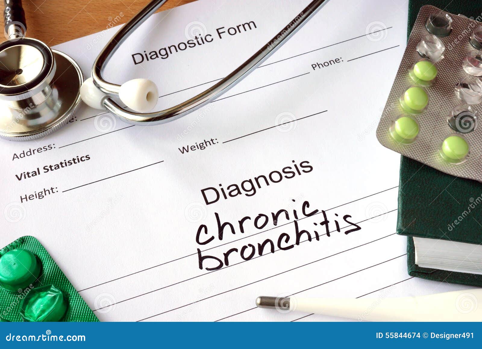 Diagnostic Form with Diagnosis Chronic Bronchitis. Stock Photo Image