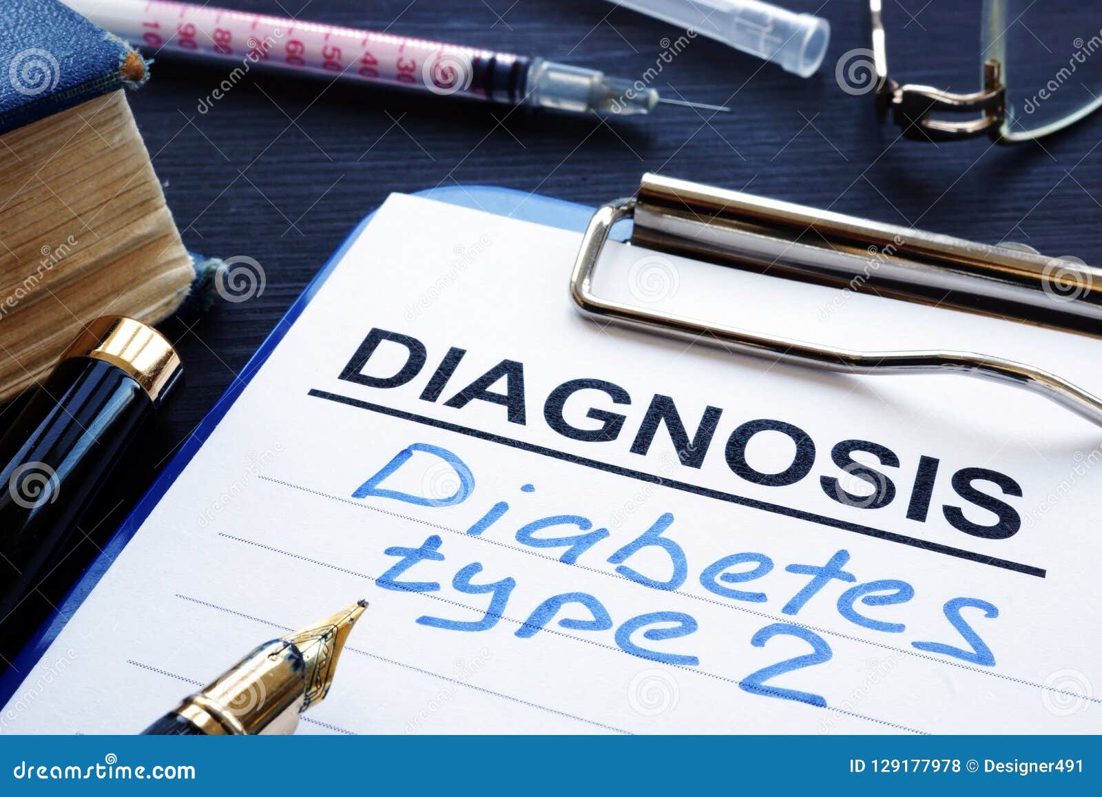 diagnostic form with diagnosis diabetes type 2.