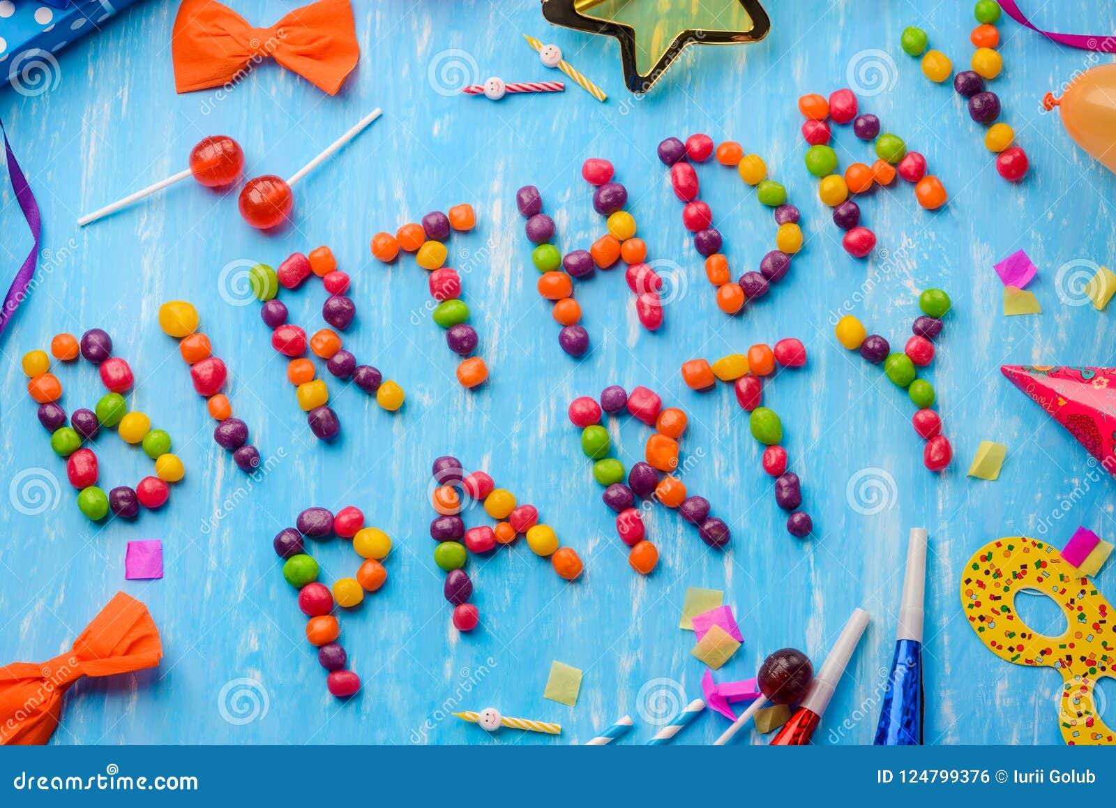 Diagonal Birthday Party Sign, Confetti Stock Photo - Image of colorful ...