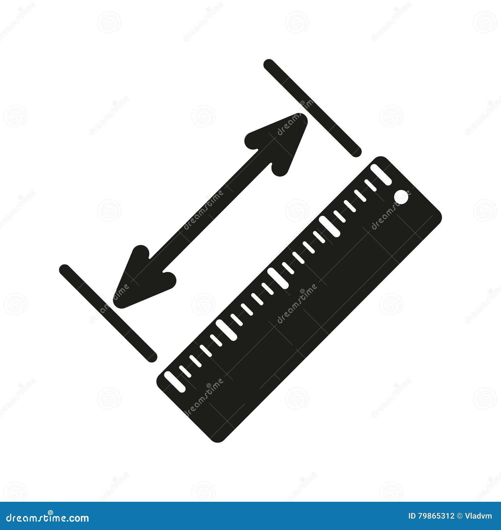 Short Ruler Icon Flat Style Stock Illustration - Download Image