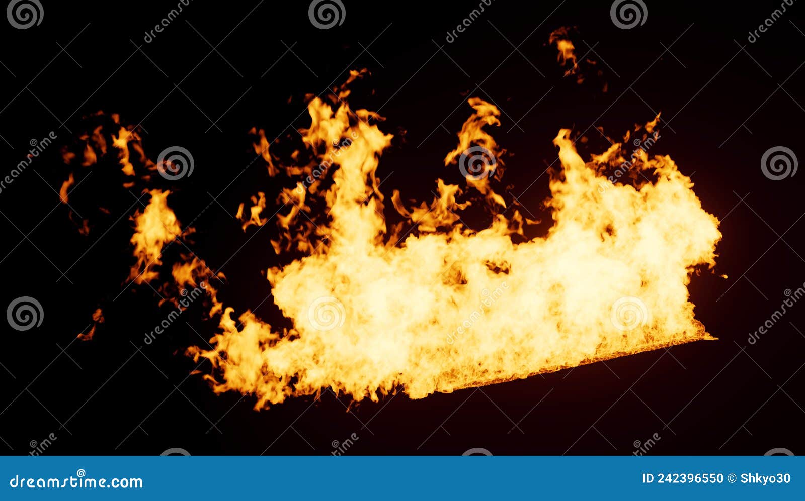 Diagonal Wild Fire Line with a Light Reddish Glow on Black Stock