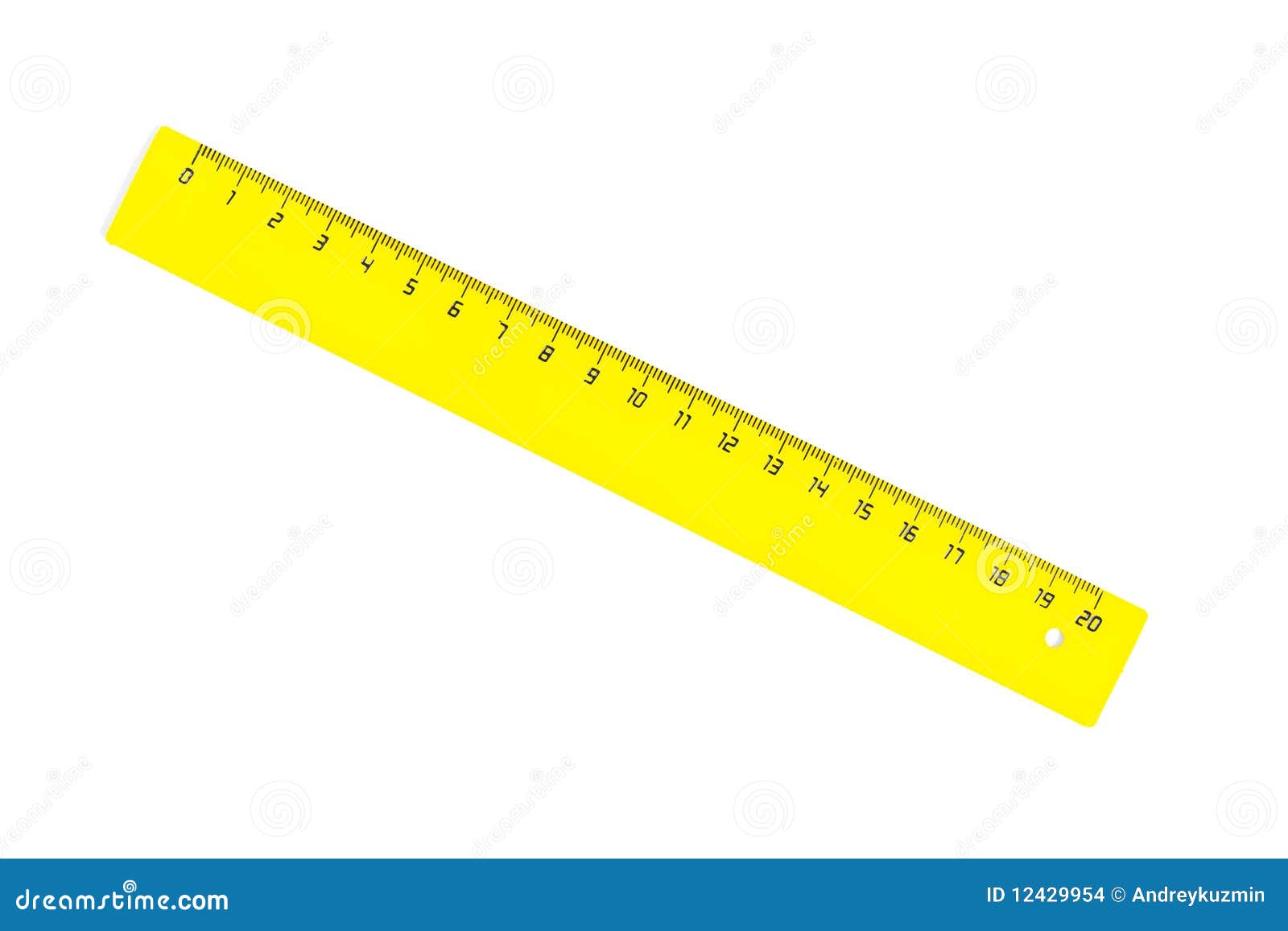 Yellow Centimetres Ruller In Hand Isolated On White Stock Photo, Royalty-Free