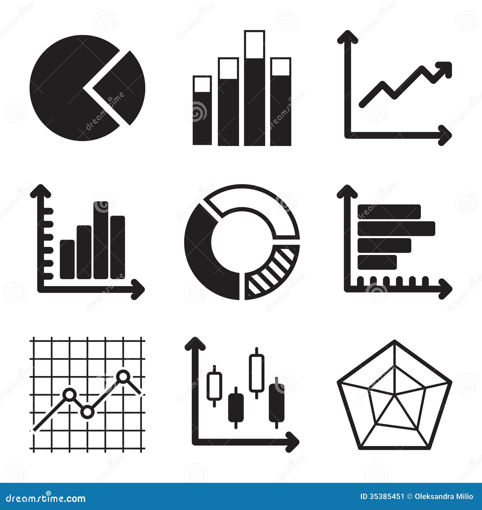 Diagram Icons Set Stock Vector  Illustration Of Symbol