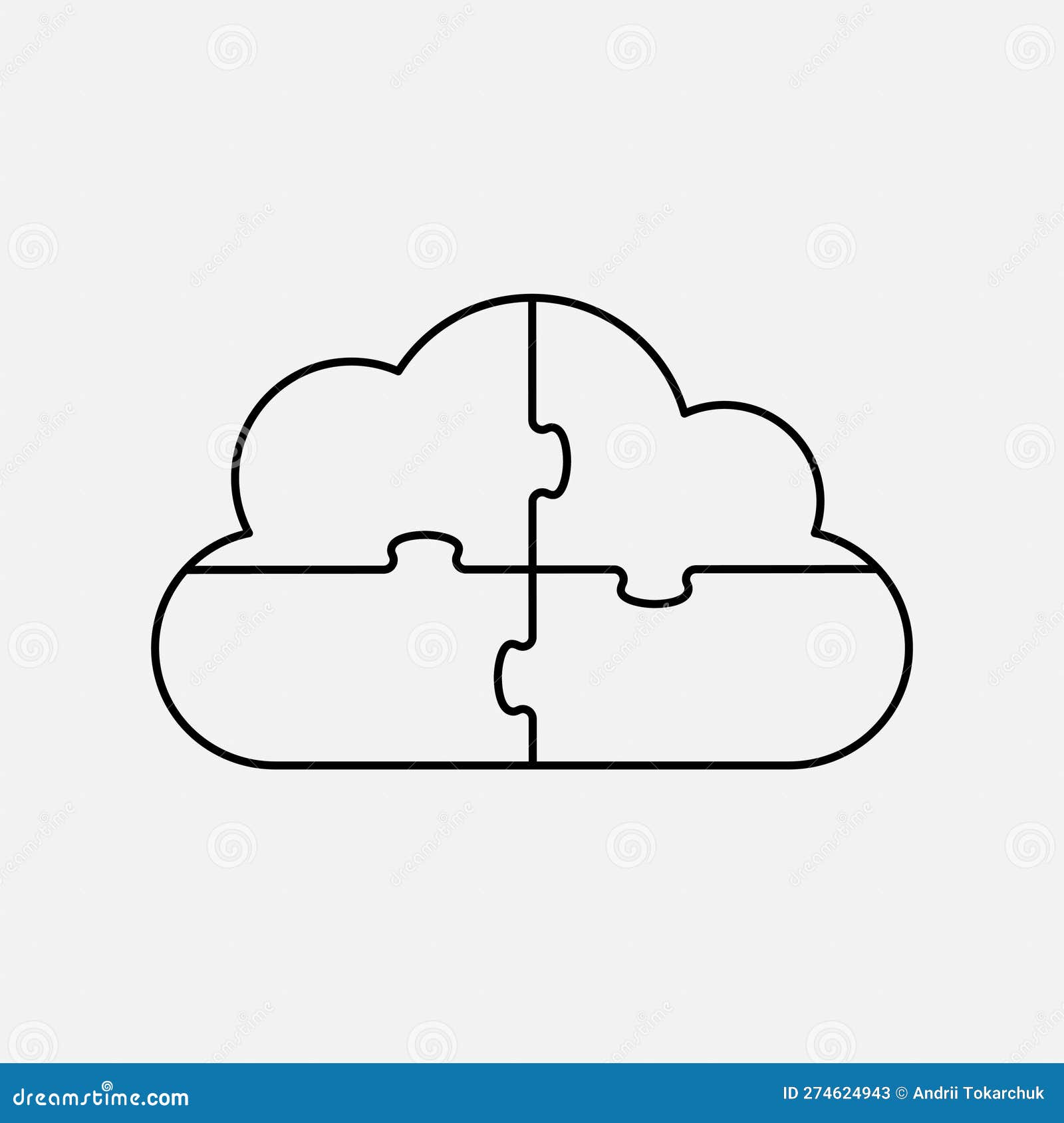 Quebra-cabeça Simples Da Nuvem Do Ícone. Quebra-cabeça Simples Do