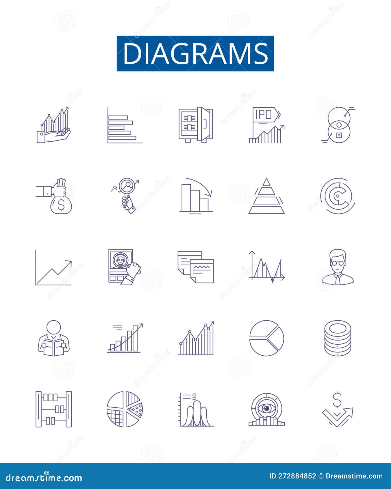 Diagrams Line Icons Signs Set. Design Collection of Graphs, Charts Chart Design Outline Or Plan