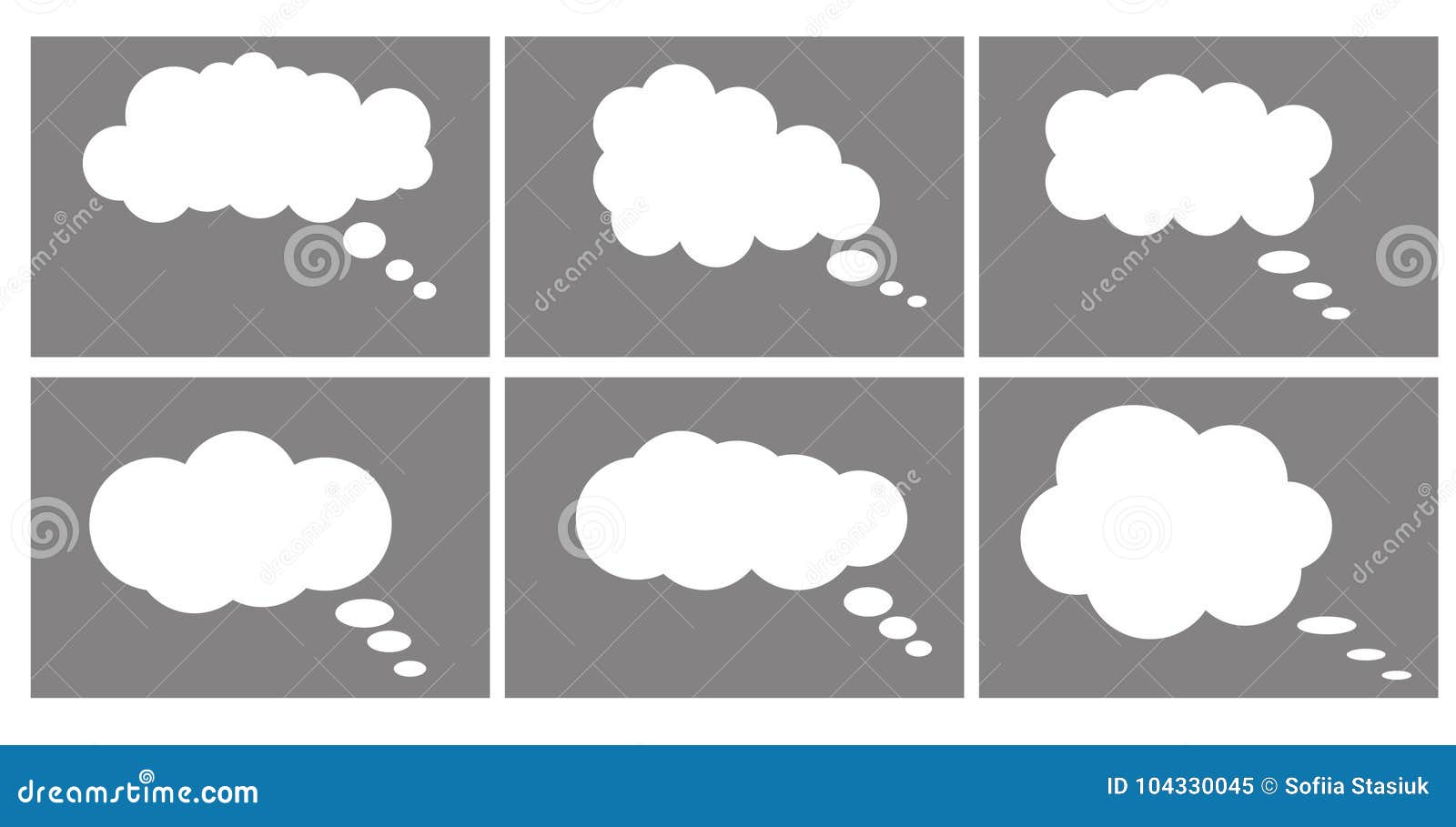 dialog box icon, chat cartoon bubbles. thinking cloud.