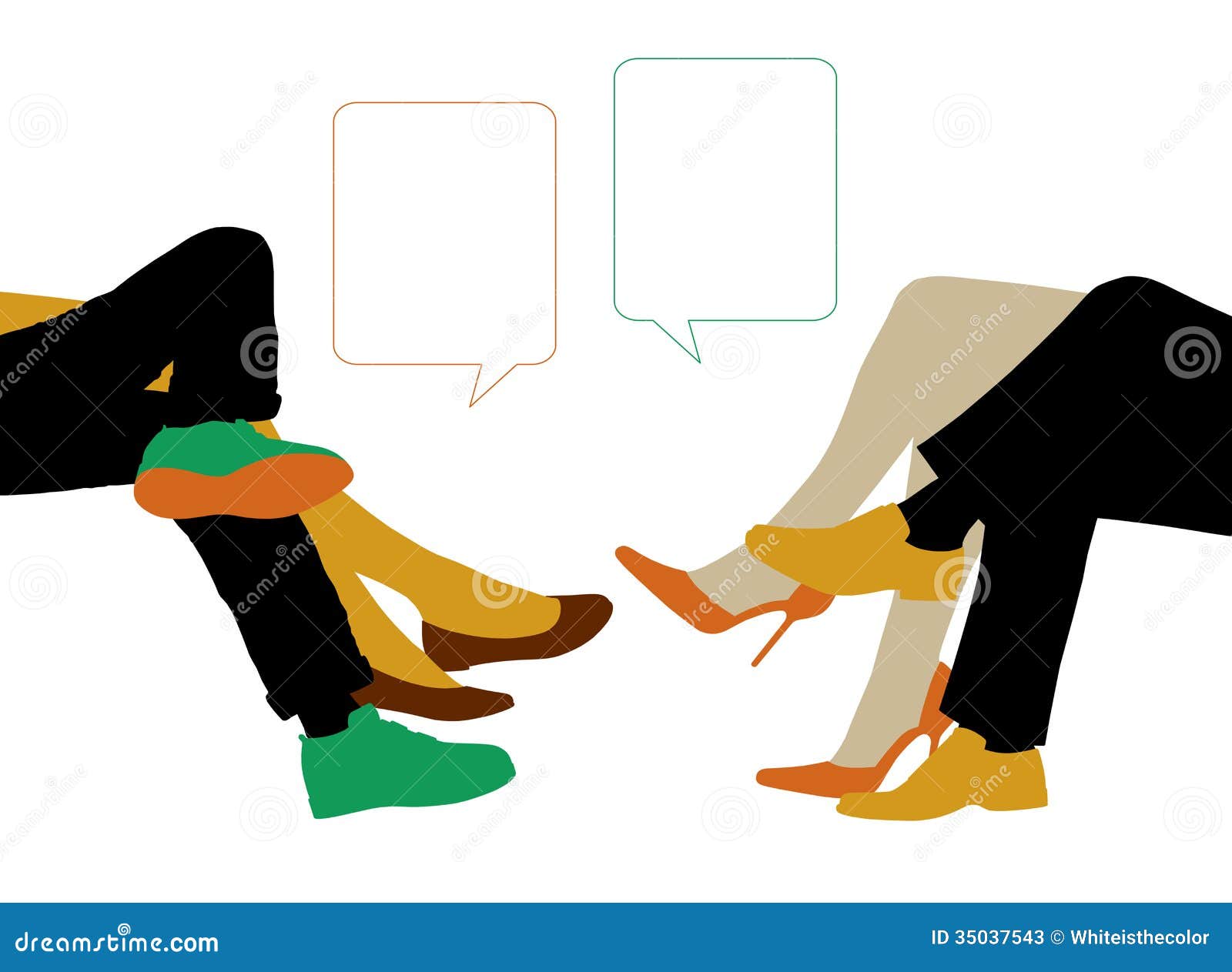 Dialogue Between Two Couples Seated Stock Illustration ...