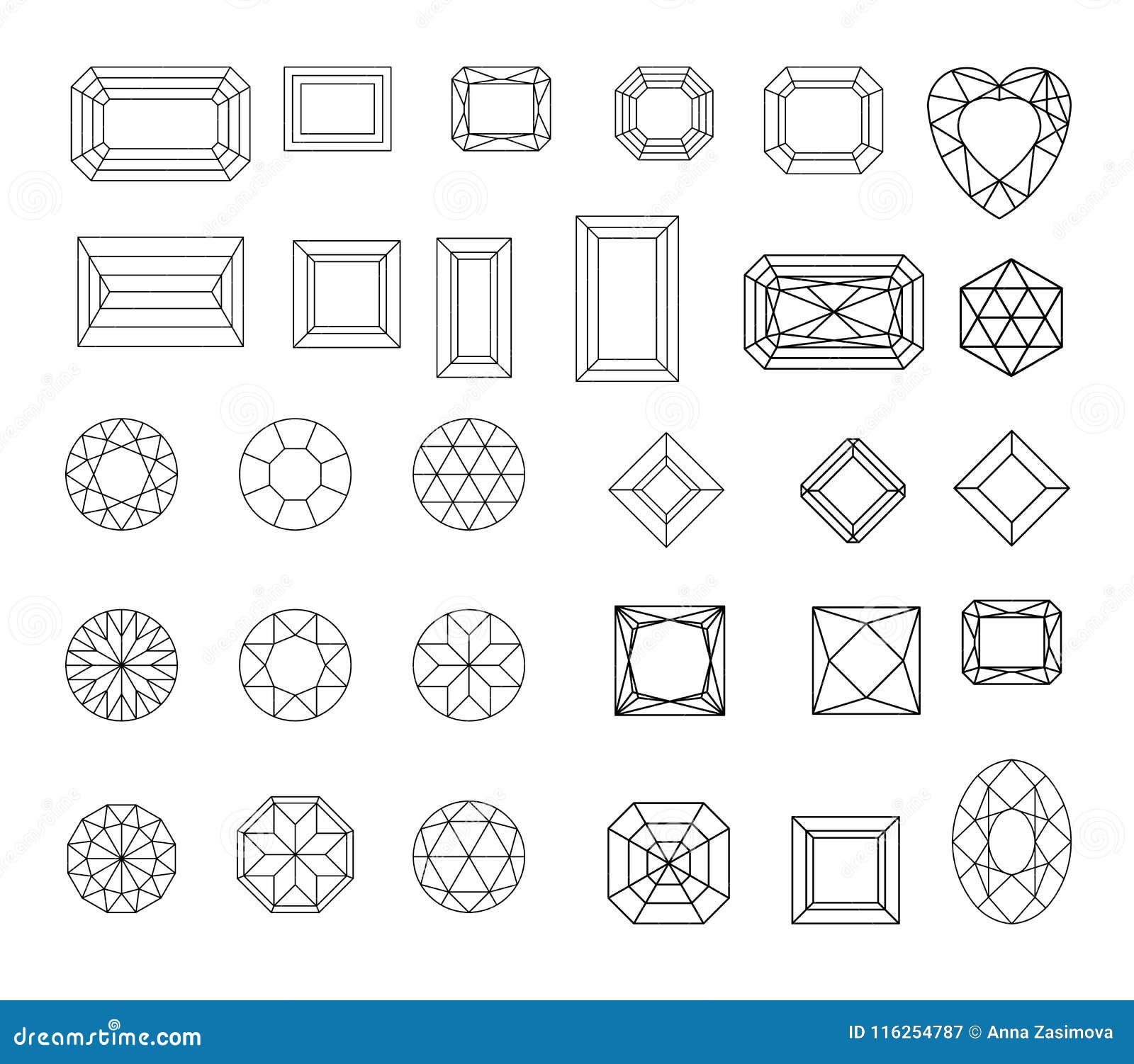 Diamant Vektorsatz Edelsteine Die Linie Zeichnen Kristallformen Geometrische Formen Von Edelsteinen Schmuckentwurfskontur Geomet Stock Abbildung Illustration Von Diamanten Alchimie