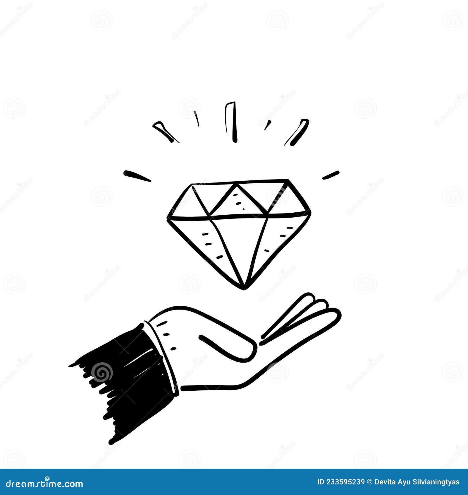 Doodle mano dibujar conjunto de diamantes, ilustración vectorial