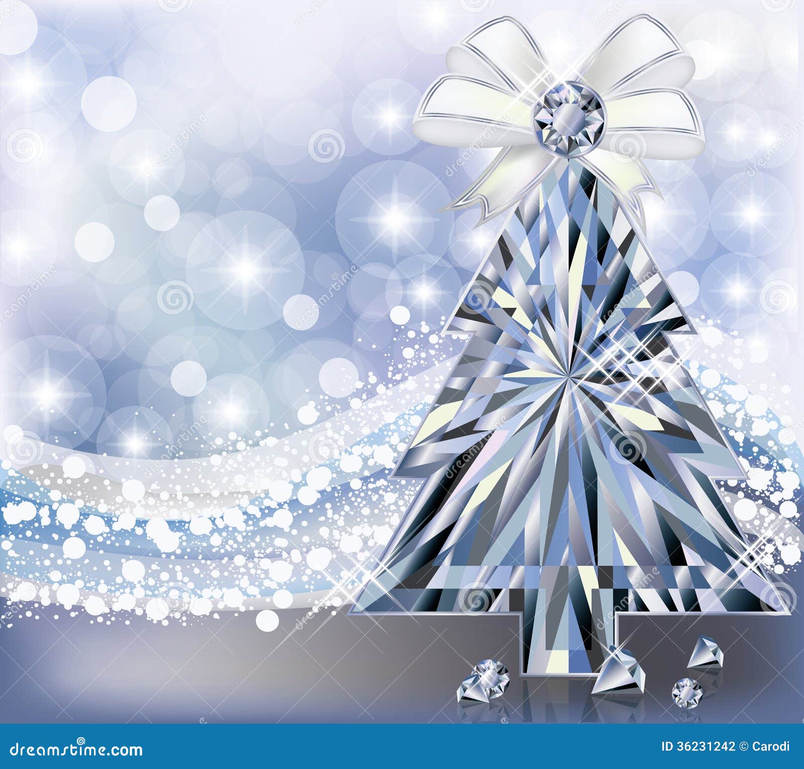 Diamond Christmas Tree Invitation Card Stock Vector 