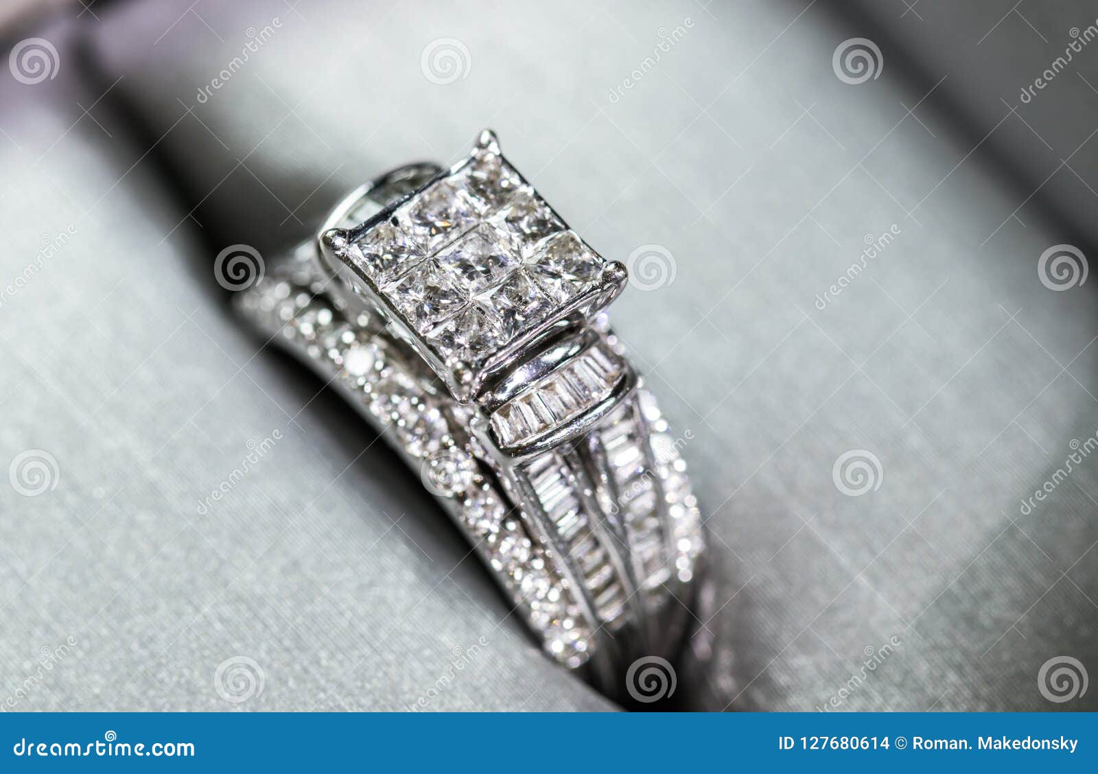 A Diamond Engagement Ring in a Box with Glint/reflection. Shimmering