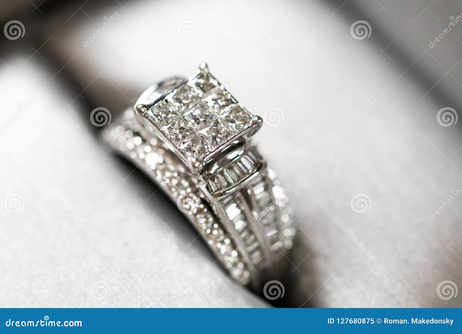 A Diamond Engagement Ring in a Box with Glint/reflection. Shimmering