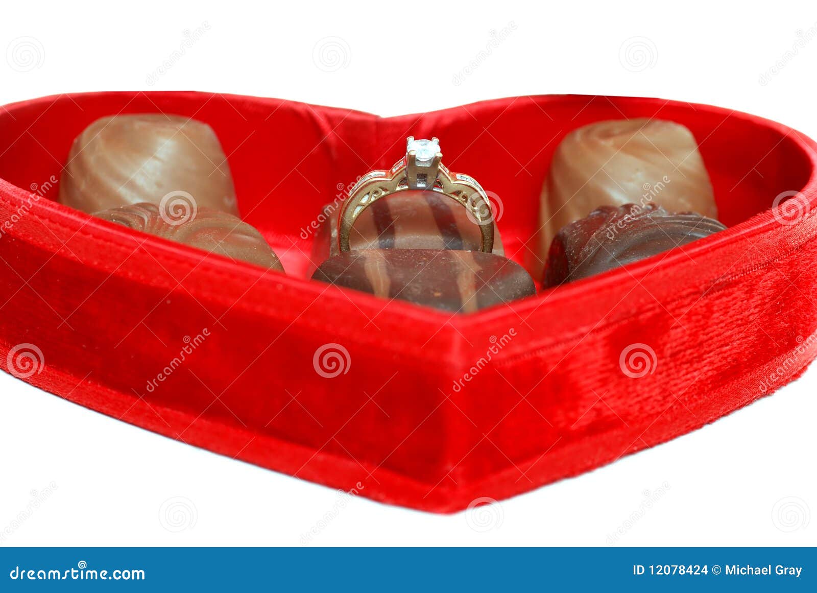 Diamond Engagement Ring in Red Heart Box Stock Photo Image of