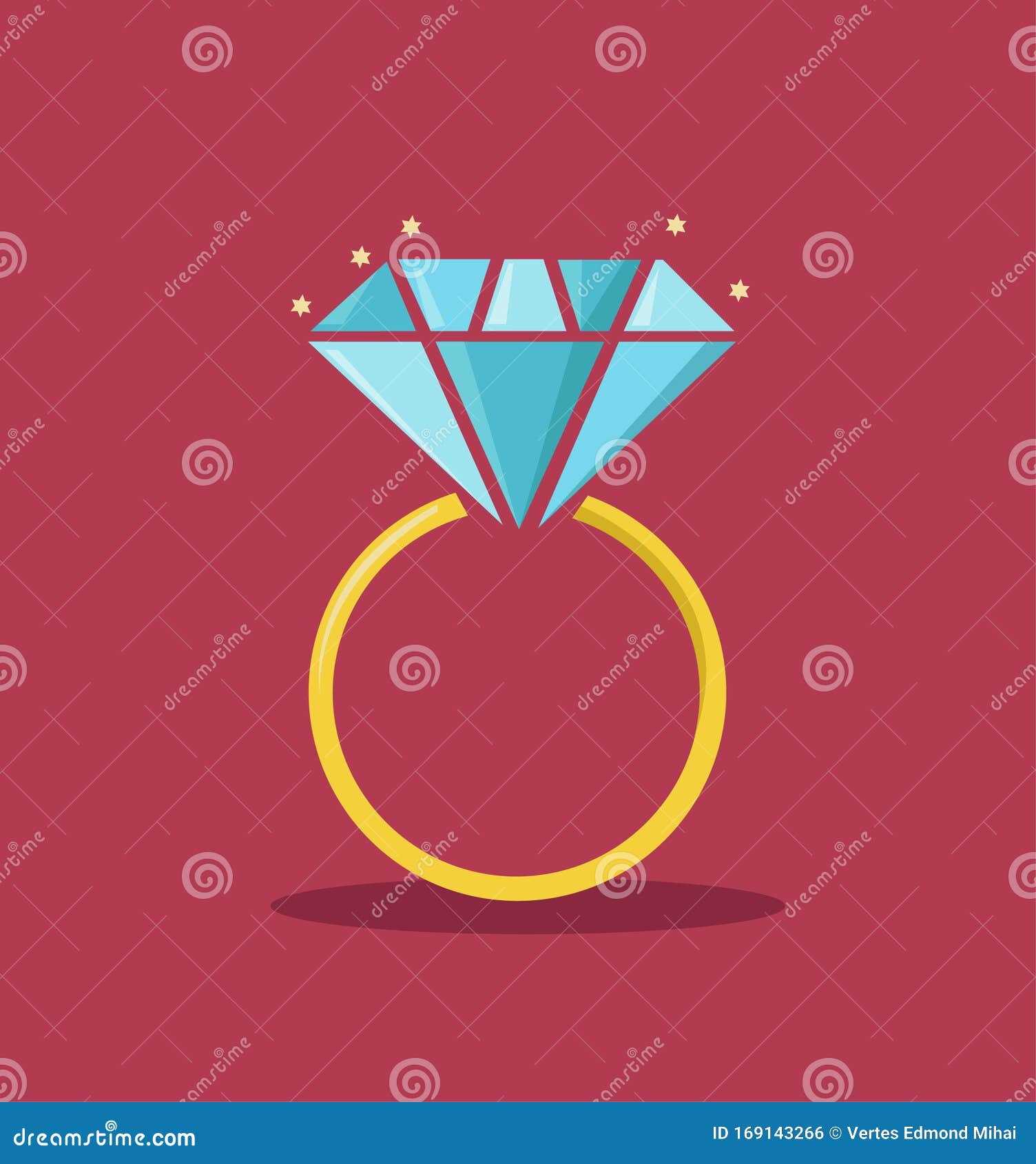 Diamond Engagement Ring Vector Illustration Stock Vector Illustration