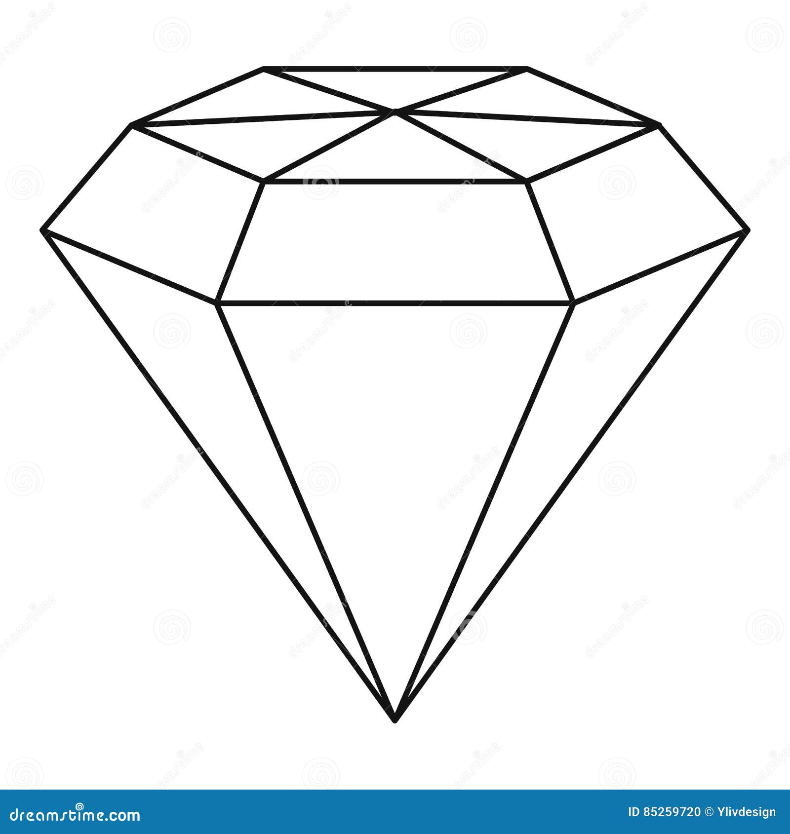 Diamond Gemstone Icon, Outline Style Stock Vector Illustration of