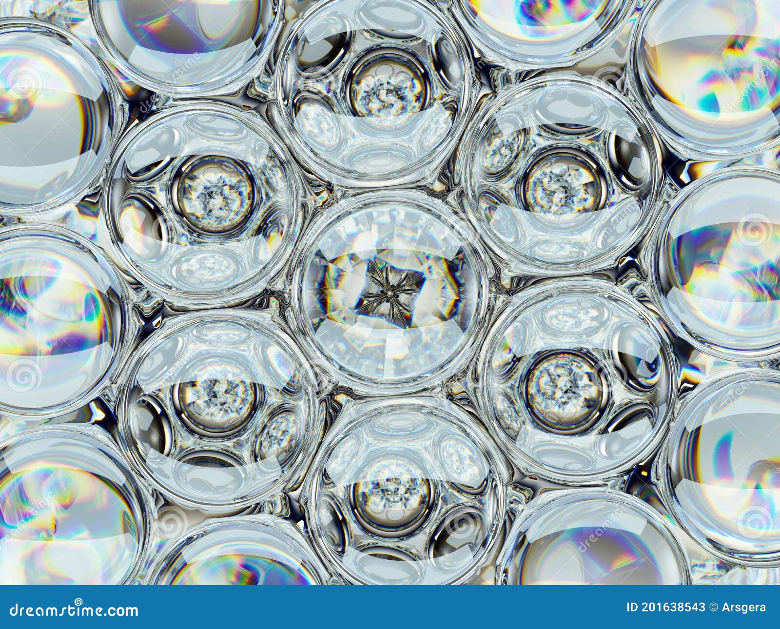 Diamond Gemstone Shine Glass Sphere Bubbles Pattern Kaleidoscope